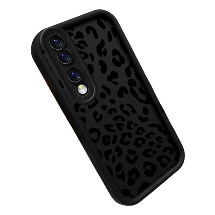 Защитен калъф Cheeterra за Honor 90, OPTIM SOLUTION, калъф с леопардов принт, за жени, момичета, AntiShock Soft TPU, Premium Rosettes Design, защита от най-високо ниво OptimS, броня на камерата, дискретни покрития, XGD, черен