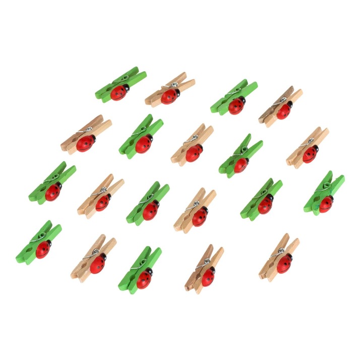 Set Clestisori din Lemn cu Buburuze Rosii 3cm - 20buc