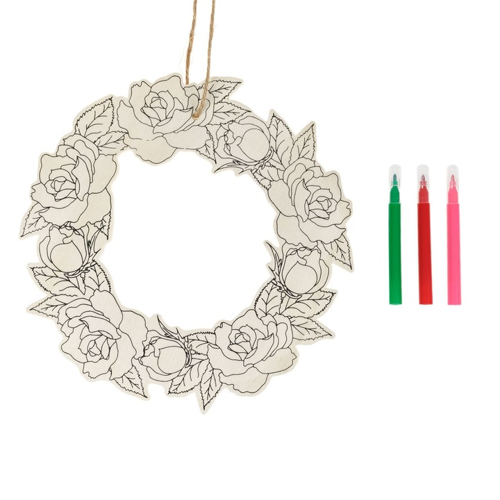 Coronita Decorativa din Lemn pentru Creatii & 3 Carioci