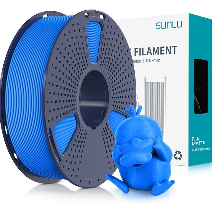 Rola filament 3D, Sunlu, Material PLA, Culoare Albastru inchis, 1kg, lungime 330 m, diametru 1.75mm, compatibil cu majoritatea imprimantelor 3D tehnologie FDM, ideal pentru imprimantele BambuLab