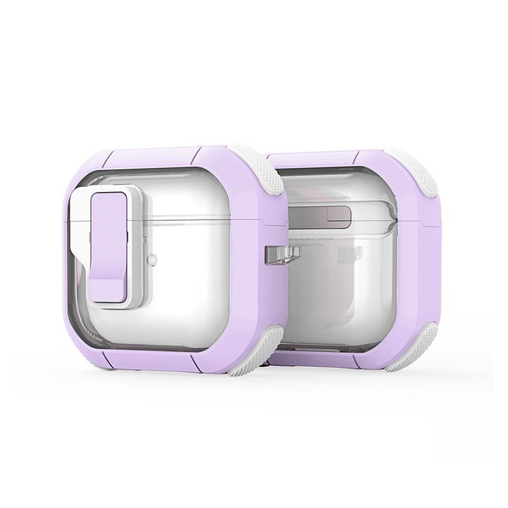 Husa pentru Apple AirPods 4, Y61, Policarbonat, Purple/White