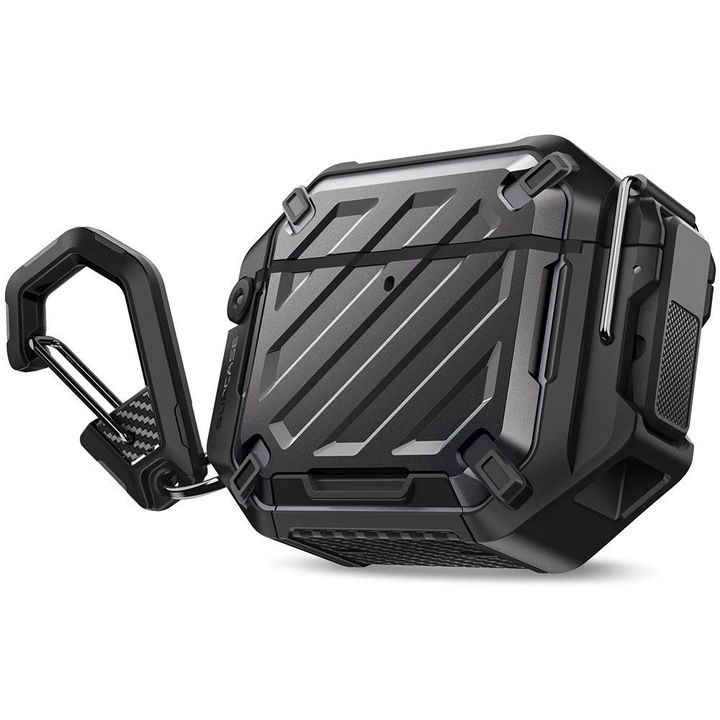 Husa Cu Grad Ridicat de Protectie pentru AirPods 4, SOL Protect, T39, Hard Plastic, Intense Dark