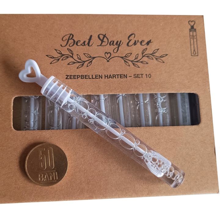 Set 10 sticlute pentru baloane de sapun, mini-fiole marturii nunta si botez, 10 x 4ml