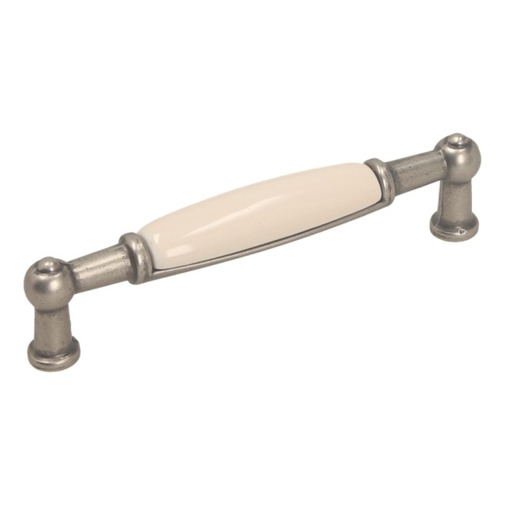 UP21 fogantyú, patinázott nikkel, MLK-0 porcelán, 96 mm