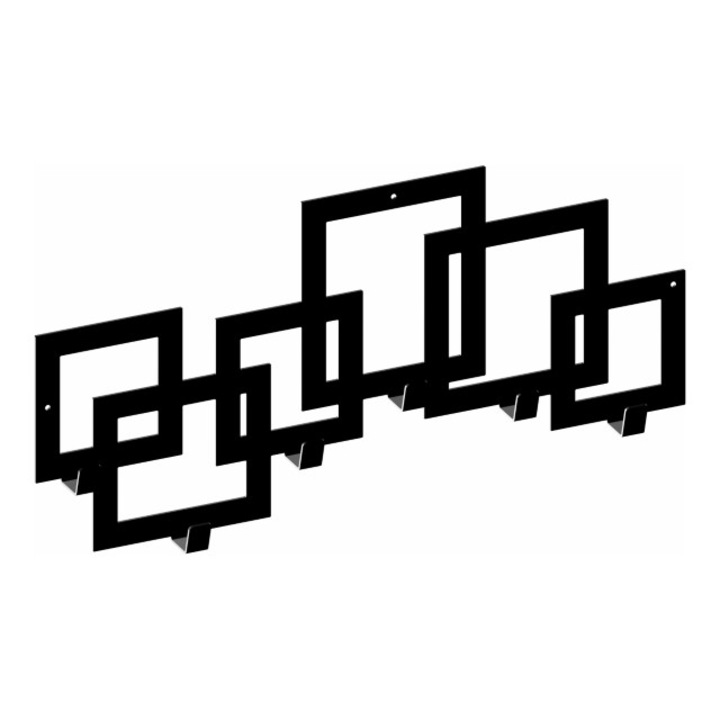 Cuier WS16, GAMET, model geometric, negru, set cu dibluri 6x30 si suruburi 4x35