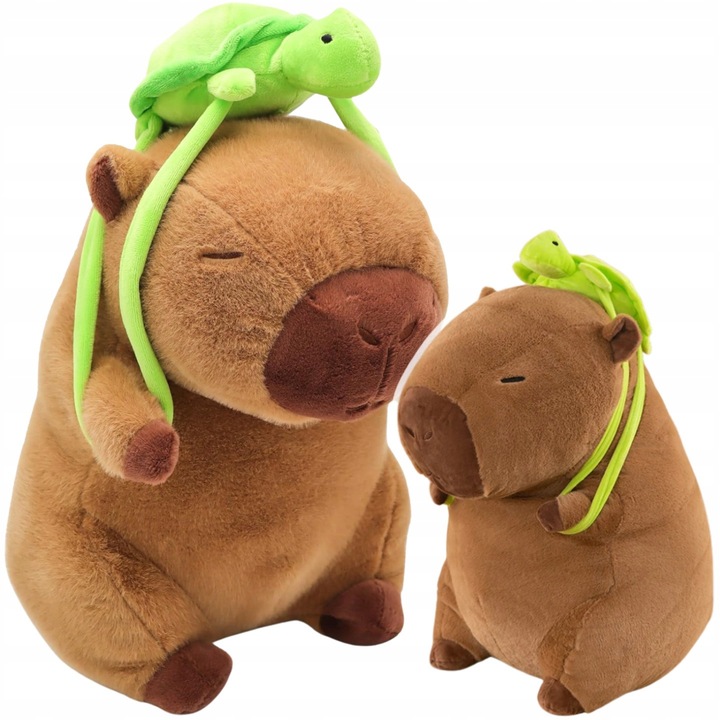 Jucarie de plus 2 in 1 Capibara mare – Perna si rucsac broasca testoasa, 42 cm