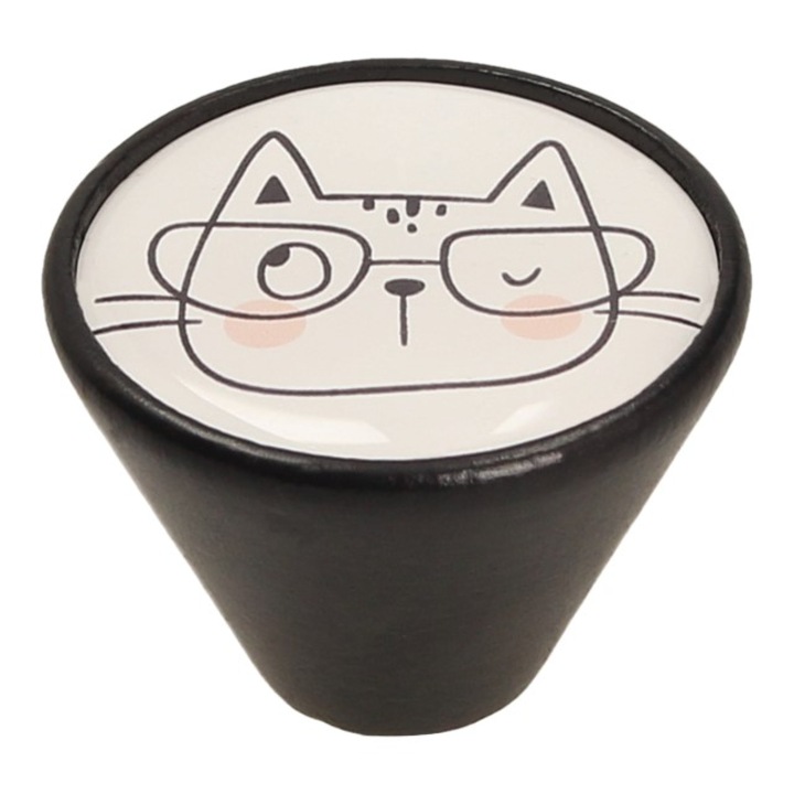 Bútorgomb, GAMET, GD09, matt fekete, macska modell