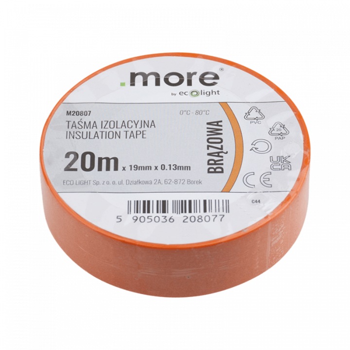 Banda izolatoare Eco Light, 19 x 0.13mm, 20m, maro