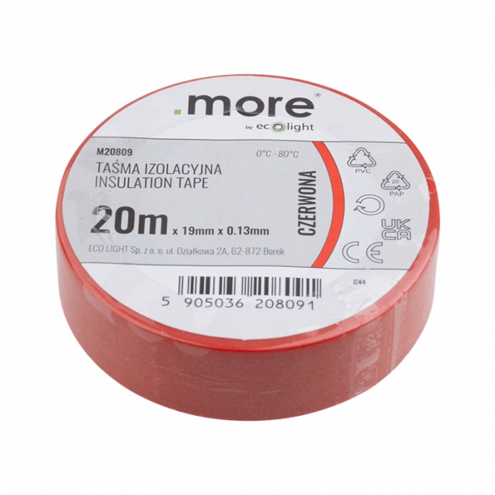 Banda izolatoare Eco Light, 19 x 0.13mm, 20m, rosu