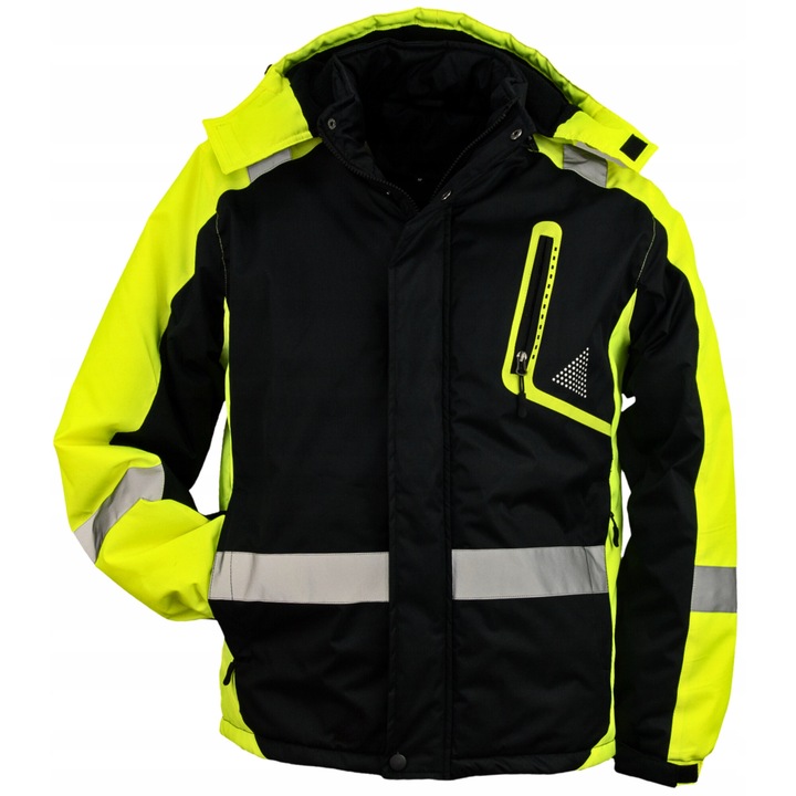 Зимно работно яке, BHP Y263 за мъже, изолирано, светлоотразително, защитно, черно/жълто, L