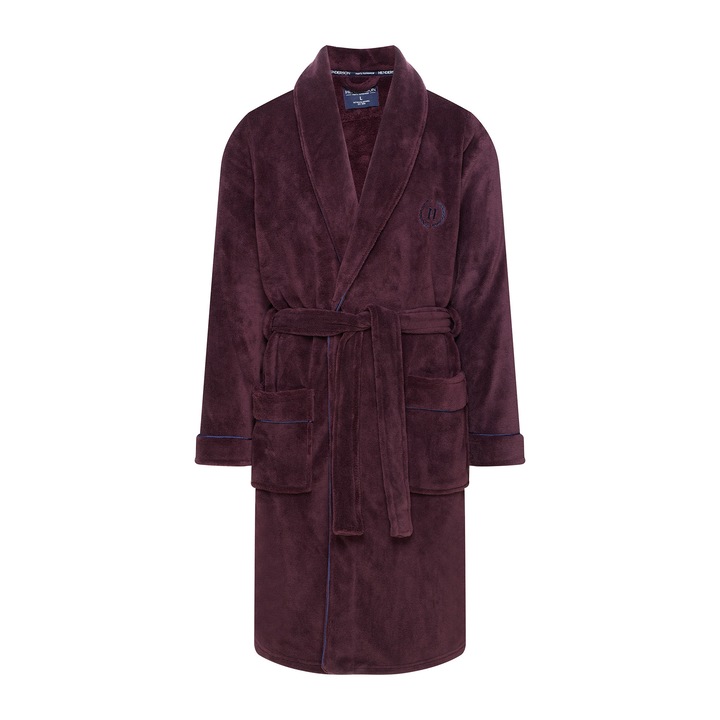Halat de baie barbati, Henderson, Fleece, Maro bronz, 3XL INTL