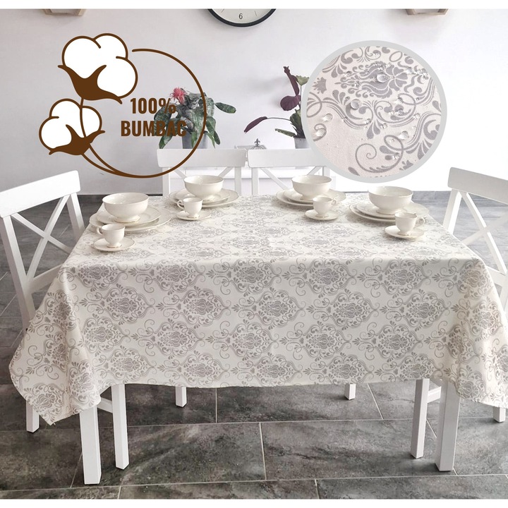 Foltosodásgátló terítő 100% pamut 160x220 cm, Moderna krém