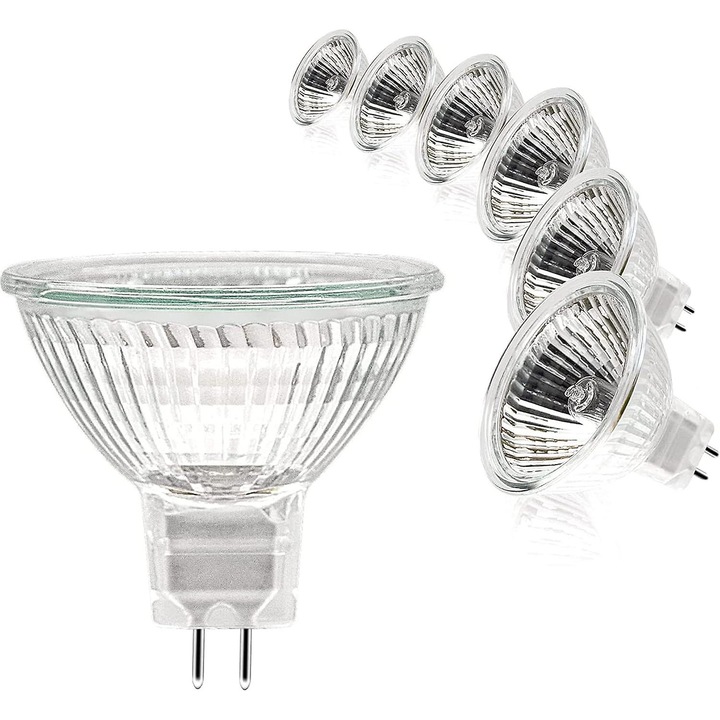 Димируеми халогенни крушки MR16, 12V, 20W, 50mmx45mm, топло бяло, комплект от 6