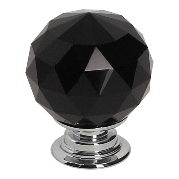 Bútorgomb, GAMET, GP14, fekete/fényes króm, átmérő 30mm