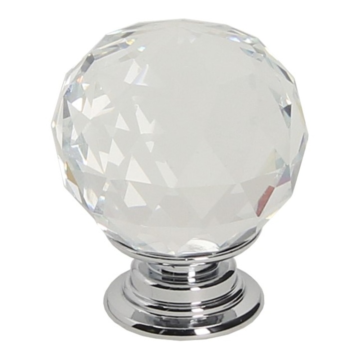 Bútorgomb, GAMET, GP14, átlátszó/fényes króm, átmérő 30mm