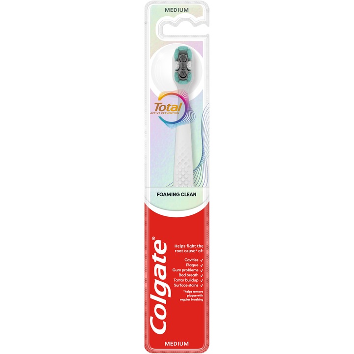 Colgate Total Foaming Clean Medium kézi fogkefe, Közepes, 1 db