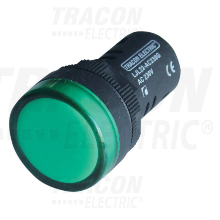 Indicator LED, Tracon Electric, verde 230V AC/DC, 22mm