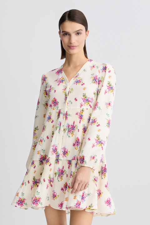 Liu Jo, Къса флорална рокля, Мръснобял/Розово, XS