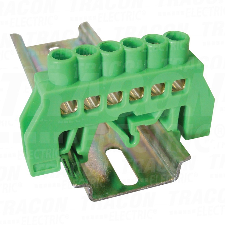 Sina izolata N/PE, Tracon Electric, 100A, 8x12mm, verde, 39x66x12,6mm