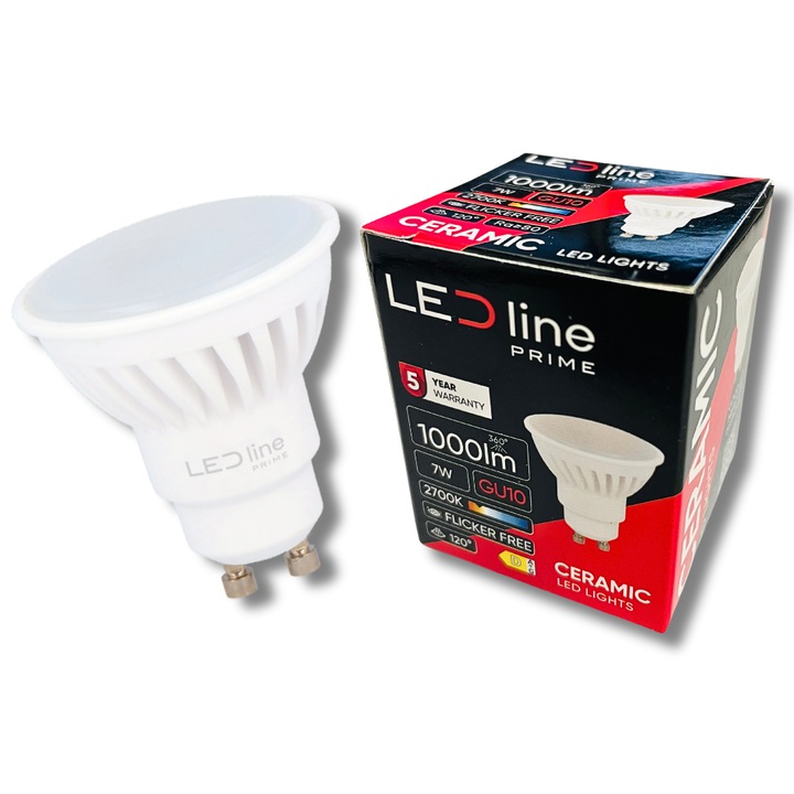 LED Line izzó, GU10, 7W, 2700K, meleg fény, 1000lm