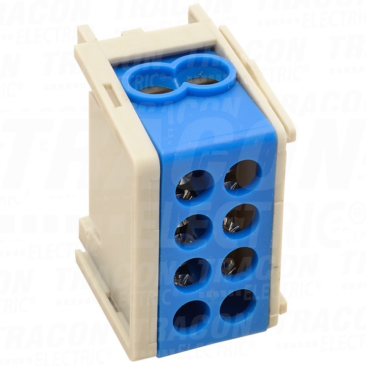 Conector compact pentru sina, Tracon Electric, 1x35+1x25mm2, 400VAC, 125A, albastru