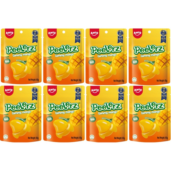 Комплект Желирани Бонбони AMOS Peelerz, Mango, 65g, 8 броя