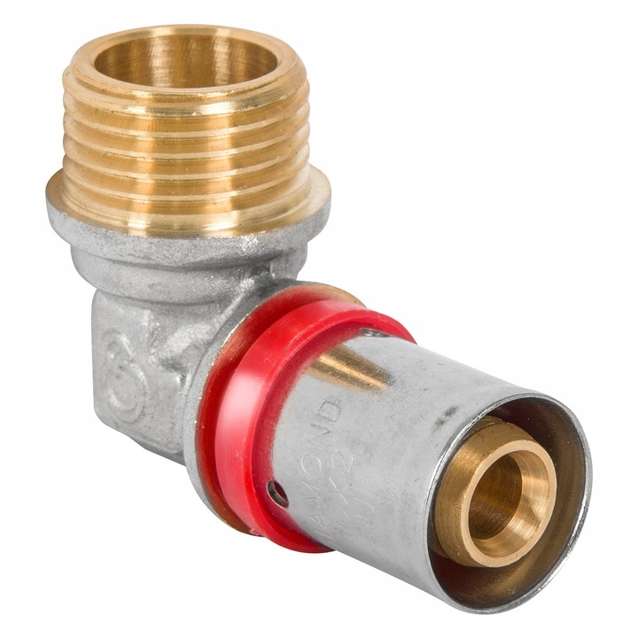 PEX/AL/PEX könyök 32x1 GZ, GYÉMÁNT, G menettel, méretek 54,9x35mm