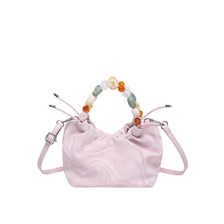 Női táska, keresztpántos, szatén, 24×28×9 cm, rózsaszín