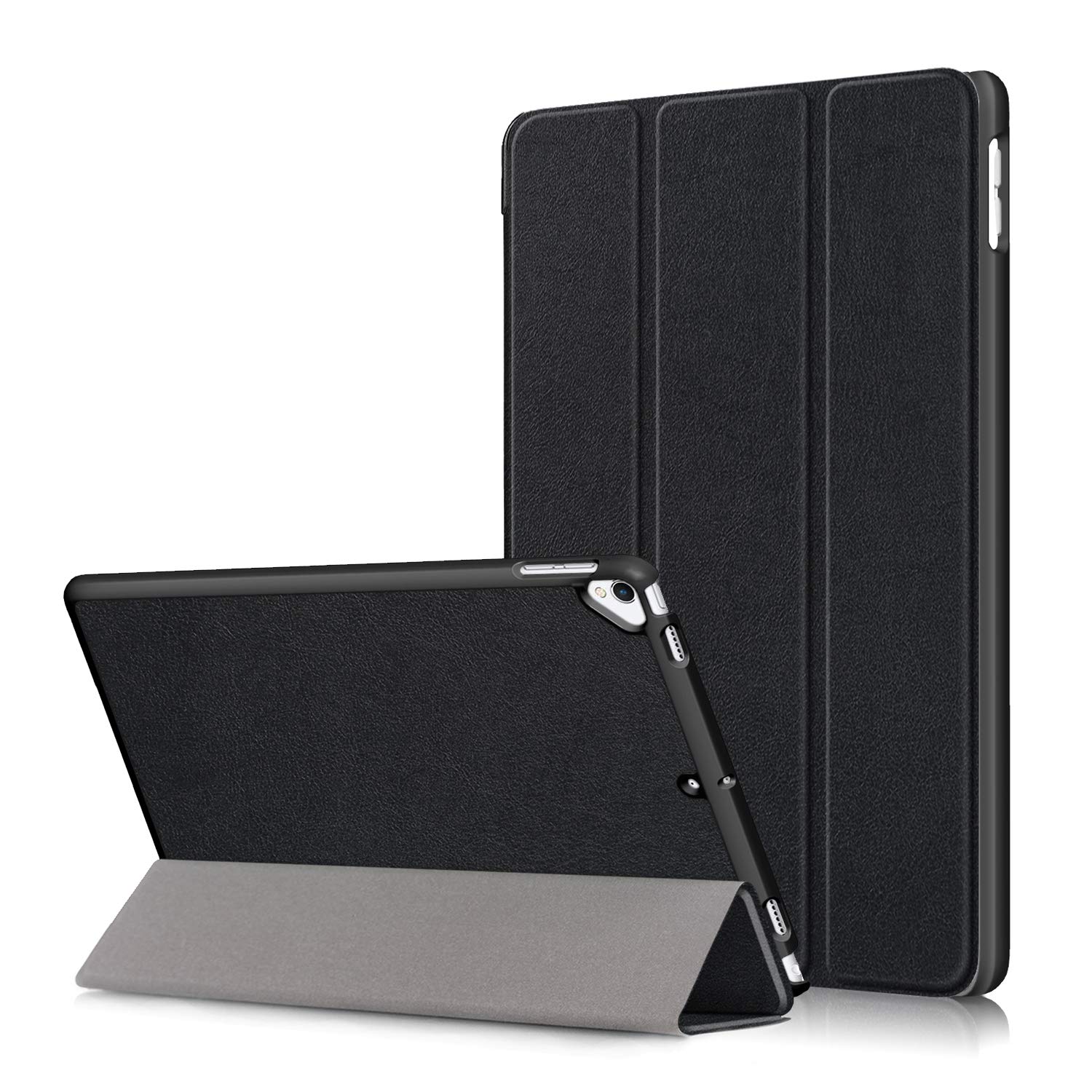 Husa pentru iPad 10.2 inch, tri-fold, din piele PU, neagra, cu functie auto sleep/wake, pentru modele 2019/2020/2021