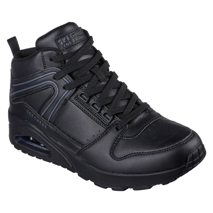 Skechers férfi cipő, ökológikus bőr, fekete, Fekete