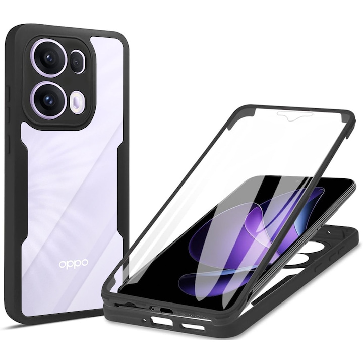 Husa Protectie pentru Oppo Reno13 Pro + Folie, Q51, Acrilic, Deep Dark