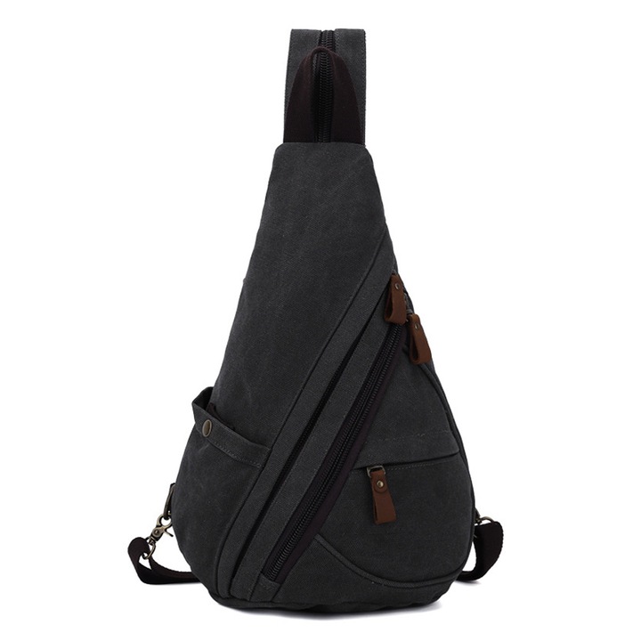Rucsac din panza, negru, 9x6.5x15.6in