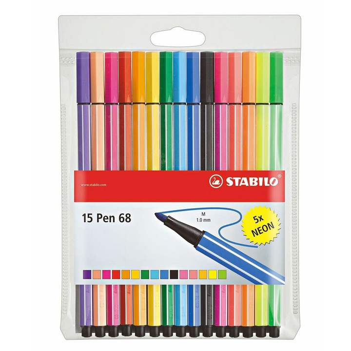 Stabilo filctoll - 1 mm-es, 15 darabos