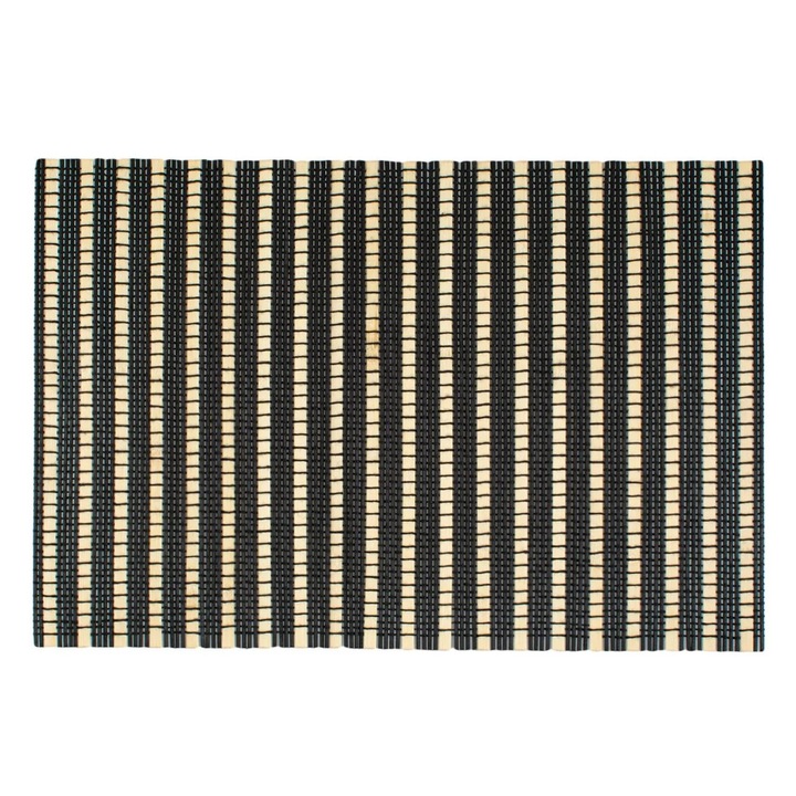 Черна бамбукова стойка с бежови ивици 45x30,5 см