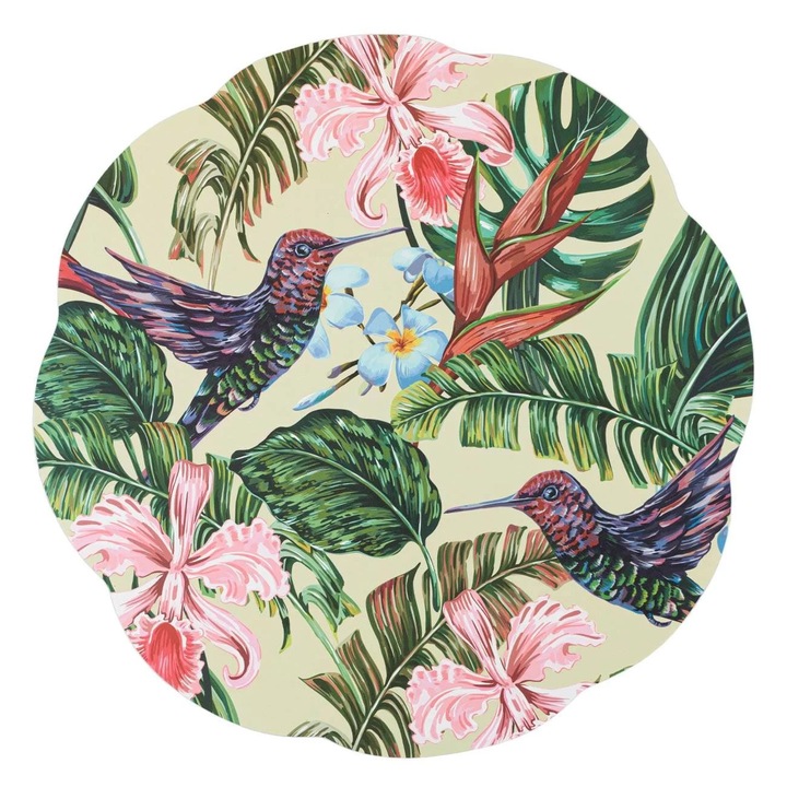 Suport Farfurii Rotund Flori Pasari 38cm