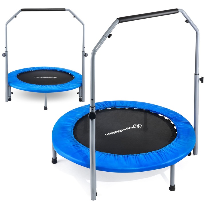 Trampolina Cu Manere, Hypermotion, Inaltime Ajustabila A Manerele, Picioare Cu Capete Din Cauciuc, Destinata Copiilor, Capacitate Maxima 50 kg, 97x23 cm, Albastru, 32 Buc
