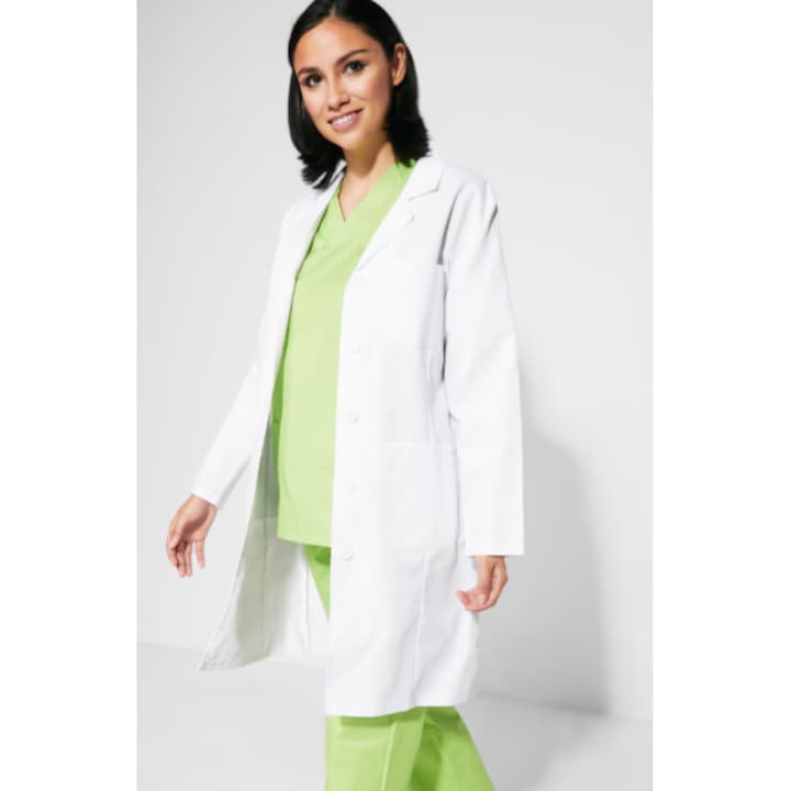 Halat medical, cambrat, cu maneca lunga, alb, 2XL