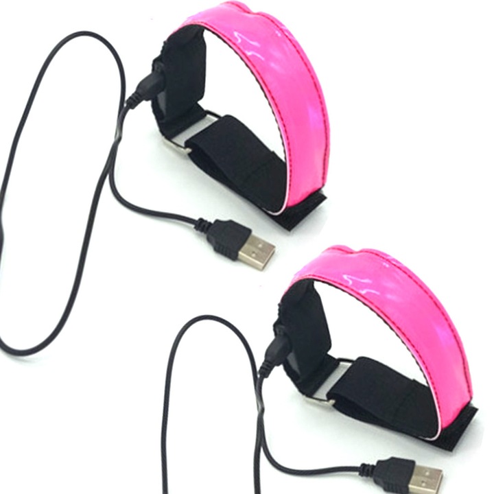 Гривна LED HERUSI комплект 2 бр. розова регулируема USB презареждаема