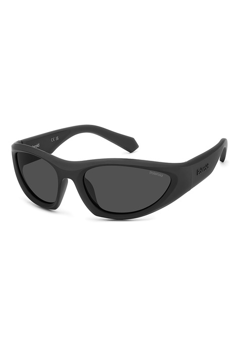 Polaroid, Ochelari de soare wrap unisex polarizati, 59-18-130, Negru stins