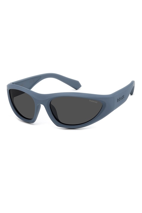 Polaroid, Ochelari de soare wrap unisex polarizati, 59-18-130, Albastru prafuit