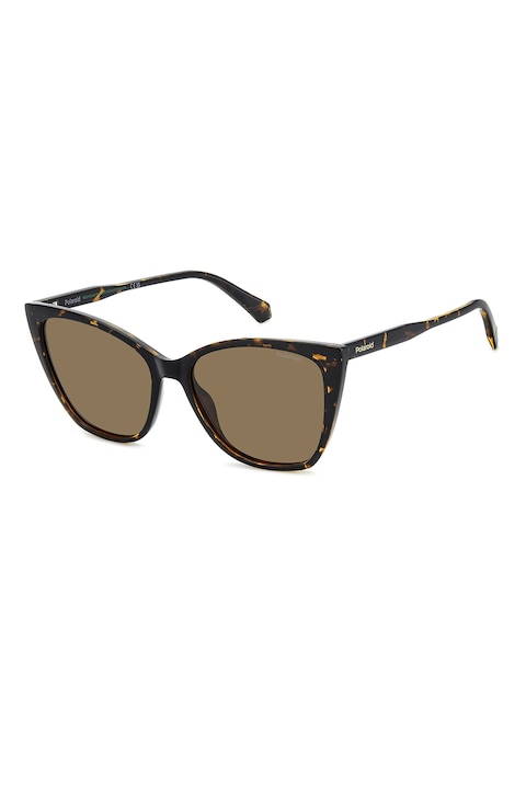 Polaroid, Ochelari de soare cat-eye, 56-16-140, Negru/Caramel
