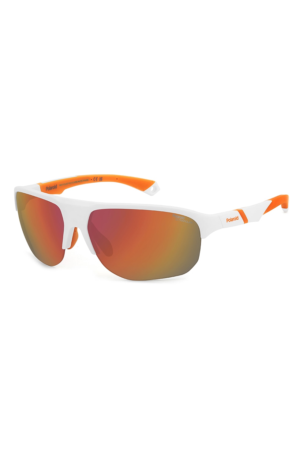 Polaroid, Ochelari de soare wrap cu logo, Portocaliu mandarina, Alb optic, 70-09-135