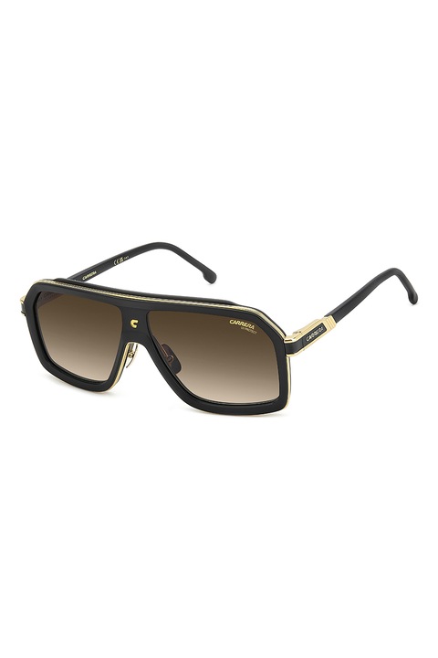 Carrera, Ochelari de soare aviator cu lentile in degrade, 60-12-145, Auriu/Negru