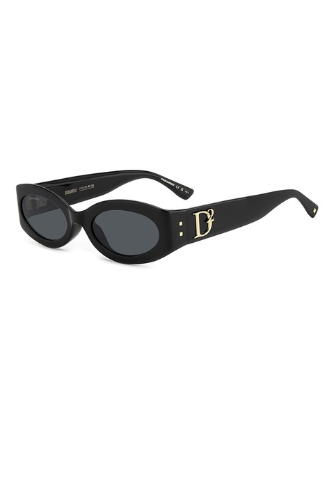 Dsquared2, Ochelari de soare ovali cu logo, 54-21-140, Negru