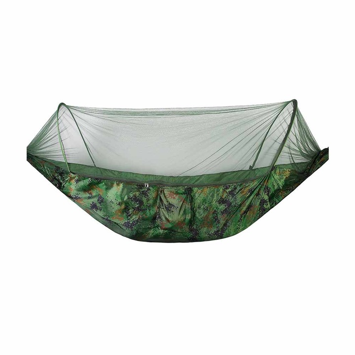 Hamac de camping cu plasa de tantari/insecte, pentru camping, drumetii, calatorii, drumetii (camuflaj)