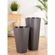 Vaza decorativa, Mora, Antracit, 30 cm, Plastic, Exterioara cu gauri de drenaj, Rezistenta la inghet, Setul include un insert negru
