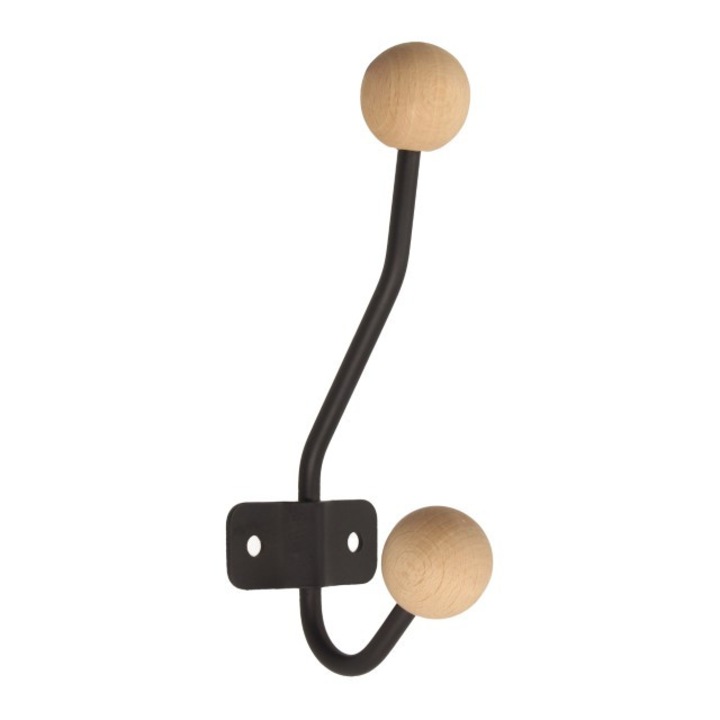 Cuier GAMET, model WS35, negru mat, cu bile din lemn, 30x45cm