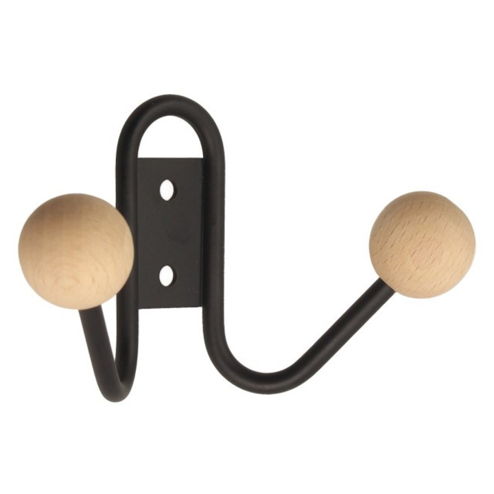 GAMET kabáttartó állvány, WS34 modell, fekete fém, fagolyókkal, 30x45cm