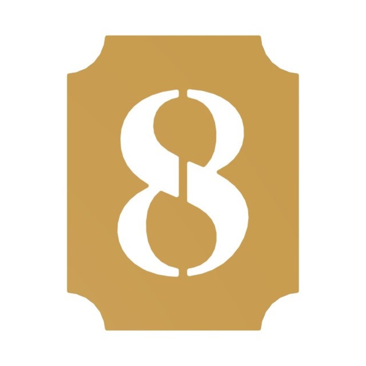 8-as számú tábla, GAMET, metál, arany, 70 mm, öntapadós