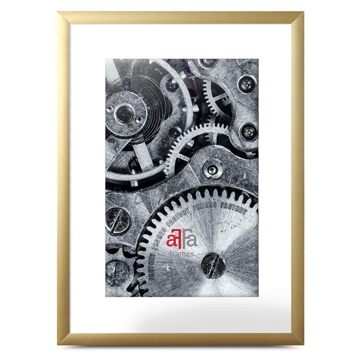 Rama foto, rama tablou, rama pentru postere, afise sau obiecte decorative – aFFa 10x15 cm – din plastic, cu plexiglas si sistem de prindere – auriu